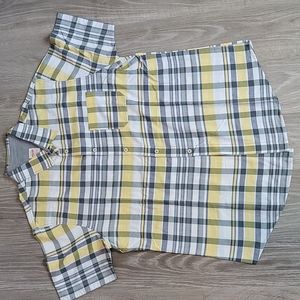 Yellow Grey Button Up